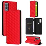 For Cricket Magic 5G Cubic Grid Texture Flip Leather Phone Case(Red)
