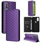 For Cricket Magic 5G Cubic Grid Texture Flip Leather Phone Case(Purple)
