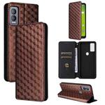 For Cricket Magic 5G Cubic Grid Texture Flip Leather Phone Case(Brown)
