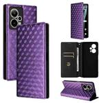 For Cricket Outlast 5G 2024 Cubic Grid Texture Flip Leather Phone Case(Purple)