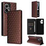 For Cricket Outlast 5G 2024 Cubic Grid Texture Flip Leather Phone Case(Brown)