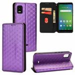 For Cricket Vision+ Cubic Grid Texture Flip Leather Phone Case(Purple)