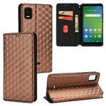 For Cricket Vision+ Cubic Grid Texture Flip Leather Phone Case(Brown)