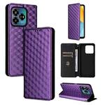 For ZTE Axon 60 Lite / Blade V60 Vita Cubic Grid Texture Flip Leather Phone Case(Purple)