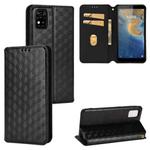 For ZTE Blade A31 Cubic Grid Texture Flip Leather Phone Case(Black)