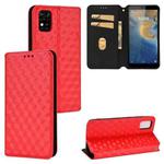 For ZTE Blade A31 Cubic Grid Texture Flip Leather Phone Case(Red)