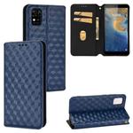 For ZTE Blade A31 Cubic Grid Texture Flip Leather Phone Case(Blue)