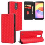 For ZTE Blade A32 Cubic Grid Texture Flip Leather Phone Case(Red)