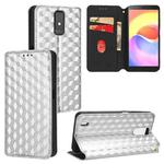 For ZTE Blade A32 Cubic Grid Texture Flip Leather Phone Case(Silver)