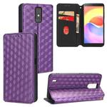 For ZTE Blade A32 Cubic Grid Texture Flip Leather Phone Case(Purple)
