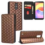 For ZTE Blade A32 Cubic Grid Texture Flip Leather Phone Case(Brown)