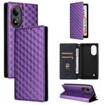 For ZTE Blade A33s Cubic Grid Texture Flip Leather Phone Case(Purple)