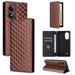 For ZTE Blade A33s Cubic Grid Texture Flip Leather Phone Case(Brown)