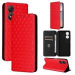 For ZTE Blade A34 Cubic Grid Texture Flip Leather Phone Case(Red)