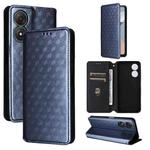 For ZTE Blade A34 Cubic Grid Texture Flip Leather Phone Case(Blue)