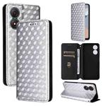 For ZTE Blade A34 Cubic Grid Texture Flip Leather Phone Case(Silver)