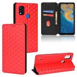 For ZTE Blade A51 Cubic Grid Texture Flip Leather Phone Case(Red)