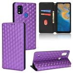 For ZTE Blade A51 Cubic Grid Texture Flip Leather Phone Case(Purple)