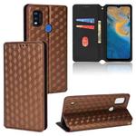 For ZTE Blade A51 Cubic Grid Texture Flip Leather Phone Case(Brown)