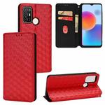 For ZTE Blade A52 Cubic Grid Texture Flip Leather Phone Case(Red)