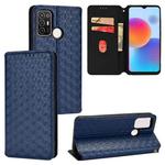 For ZTE Blade A52 Cubic Grid Texture Flip Leather Phone Case(Blue)