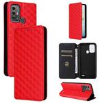 For ZTE Blade A53 Pro Cubic Grid Texture Flip Leather Phone Case(Red)