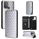 For ZTE Blade A53 Pro Cubic Grid Texture Flip Leather Phone Case(Silver)