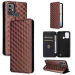 For ZTE Blade A53 Pro Cubic Grid Texture Flip Leather Phone Case(Brown)