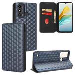 For ZTE Blade A53 Cubic Grid Texture Flip Leather Phone Case(Blue)