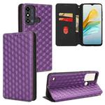 For ZTE Blade A53 Cubic Grid Texture Flip Leather Phone Case(Purple)