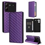 For ZTE Blade A54 Cubic Grid Texture Flip Leather Phone Case(Purple)