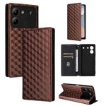 For ZTE Blade A54 Cubic Grid Texture Flip Leather Phone Case(Brown)