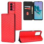 For ZTE Blade A72 / V40 Vita Cubic Grid Texture Flip Leather Phone Case(Red)