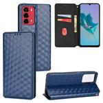 For ZTE Blade A72 / V40 Vita Cubic Grid Texture Flip Leather Phone Case(Blue)