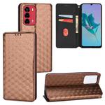 For ZTE Blade A72 / V40 Vita Cubic Grid Texture Flip Leather Phone Case(Brown)