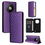 For ZTE Blade A73 5G Cubic Grid Texture Flip Leather Phone Case(Purple)