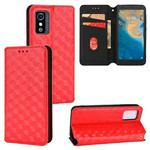 For ZTE Blade L9 Cubic Grid Texture Flip Leather Phone Case(Red)