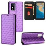 For ZTE Blade L9 Cubic Grid Texture Flip Leather Phone Case(Purple)