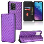 For ZTE Blade V30 Vita / V2022 Cubic Grid Texture Flip Leather Phone Case(Purple)