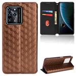 For ZTE Blade V30 Cubic Grid Texture Flip Leather Phone Case(Brown)