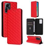 For ZTE Blade V41 Smart / Optus X Max Cubic Grid Texture Flip Leather Phone Case(Red)