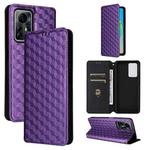 For ZTE Blade V41 Smart / Optus X Max Cubic Grid Texture Flip Leather Phone Case(Purple)