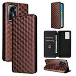 For ZTE Blade V41 Smart / Optus X Max Cubic Grid Texture Flip Leather Phone Case(Brown)