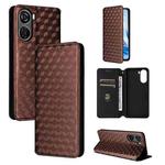 For ZTE Blade V41 Vita / V50 Design 5G Cubic Grid Texture Flip Leather Phone Case(Brown)