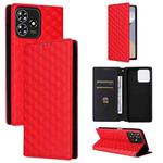 For ZTE Blade V50 Smart / Axon 50 Lite Cubic Grid Texture Flip Leather Phone Case(Red)