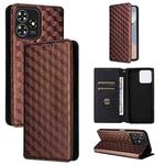 For ZTE Blade V50 Smart / Axon 50 Lite Cubic Grid Texture Flip Leather Phone Case(Brown)