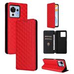 For ZTE Blade V50 Vita Cubic Grid Texture Flip Leather Phone Case(Red)