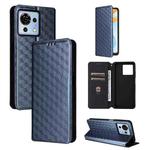 For ZTE Blade V50 Vita Cubic Grid Texture Flip Leather Phone Case(Blue)