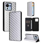 For ZTE Blade V50 Vita Cubic Grid Texture Flip Leather Phone Case(Silver)