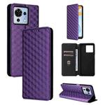 For ZTE Blade V50 Vita Cubic Grid Texture Flip Leather Phone Case(Purple)